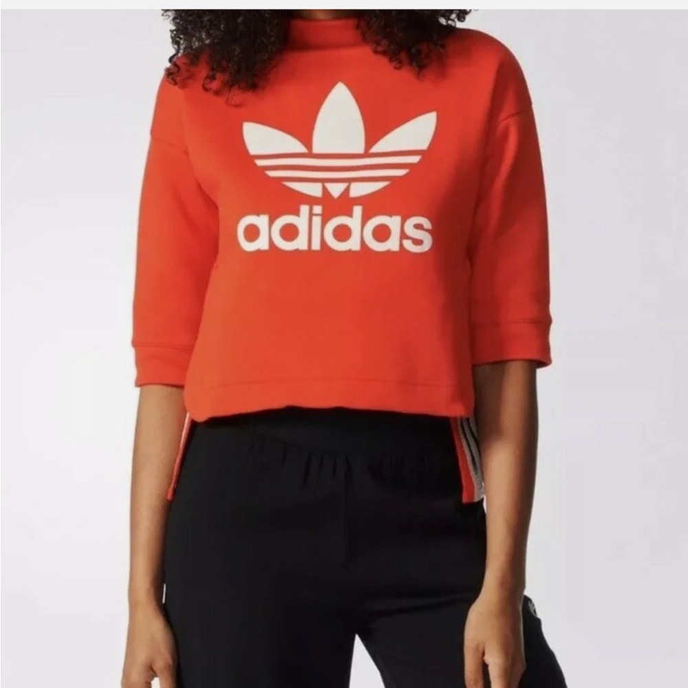 Adidas Women's Red Sweatshirt mock neck - Picture 2 of 9